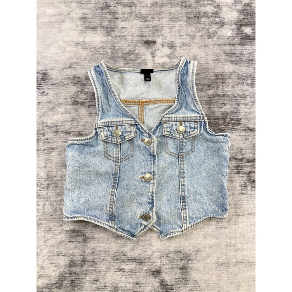 Art Class Girls Light Wash Denim Vest Cropped Button Front Size L 10/12